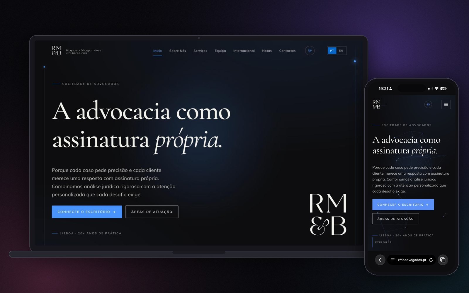 Site Raposo Magalhães & Barreiros desenvolvido pela Creative X Spot